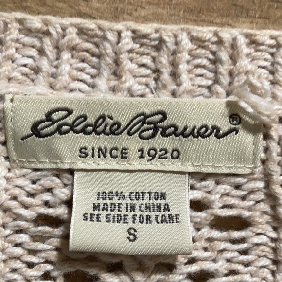 EddieBauer Oatmeal Chunky Button Up Shawl Sweater - Picture 3 of 6